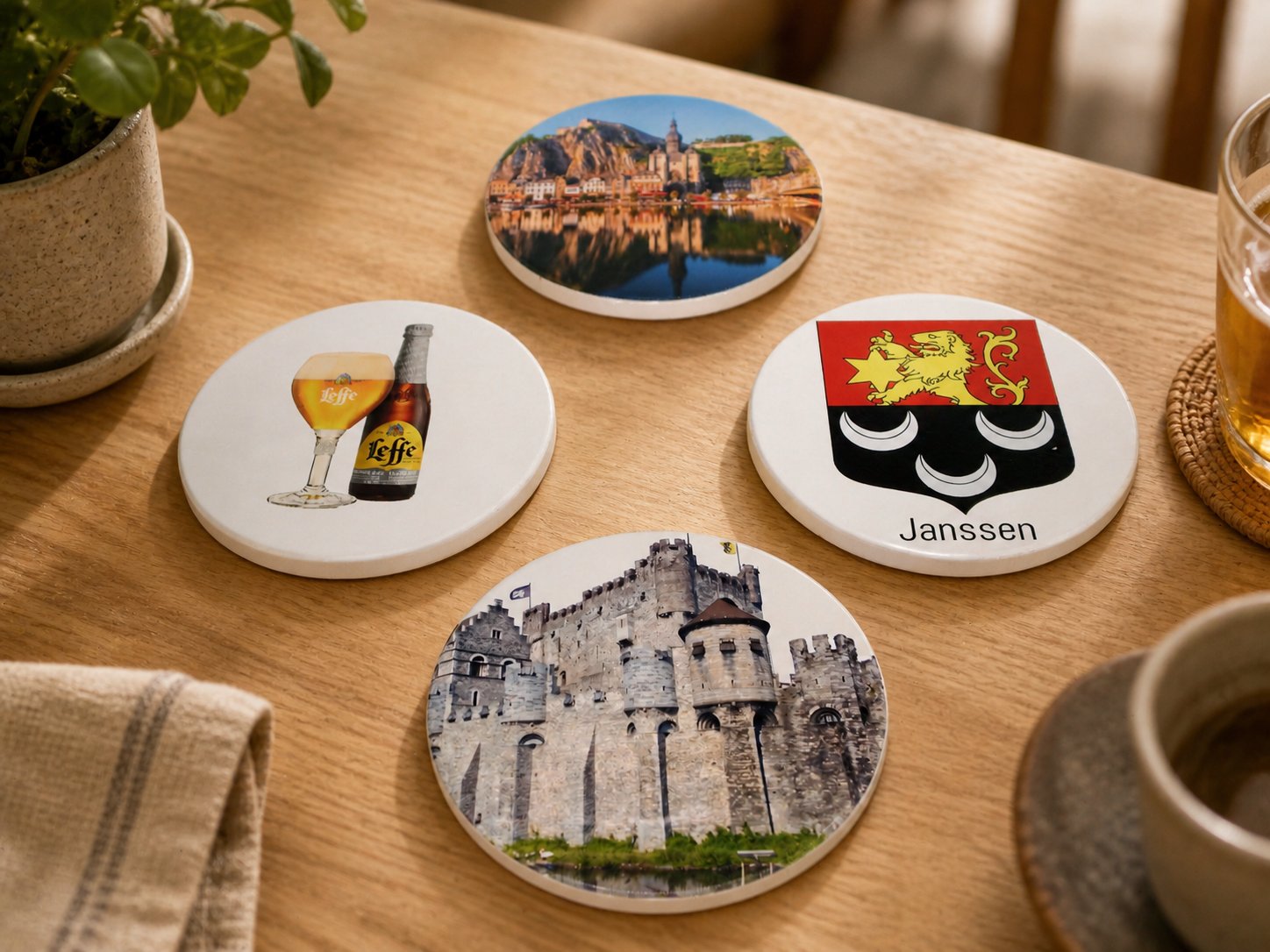 Custom ceramic coaster set