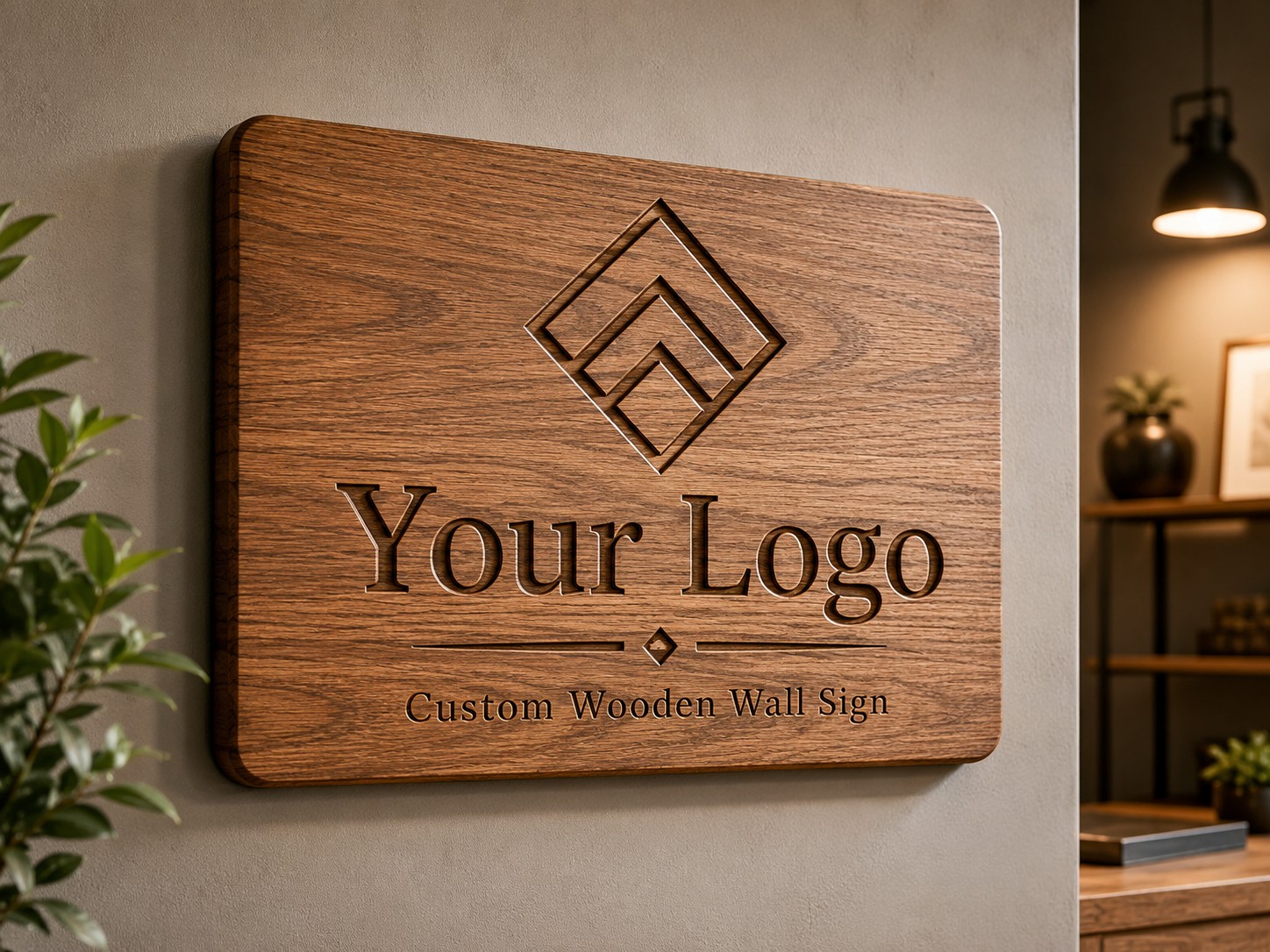 CNC-carved custom wooden wall sign